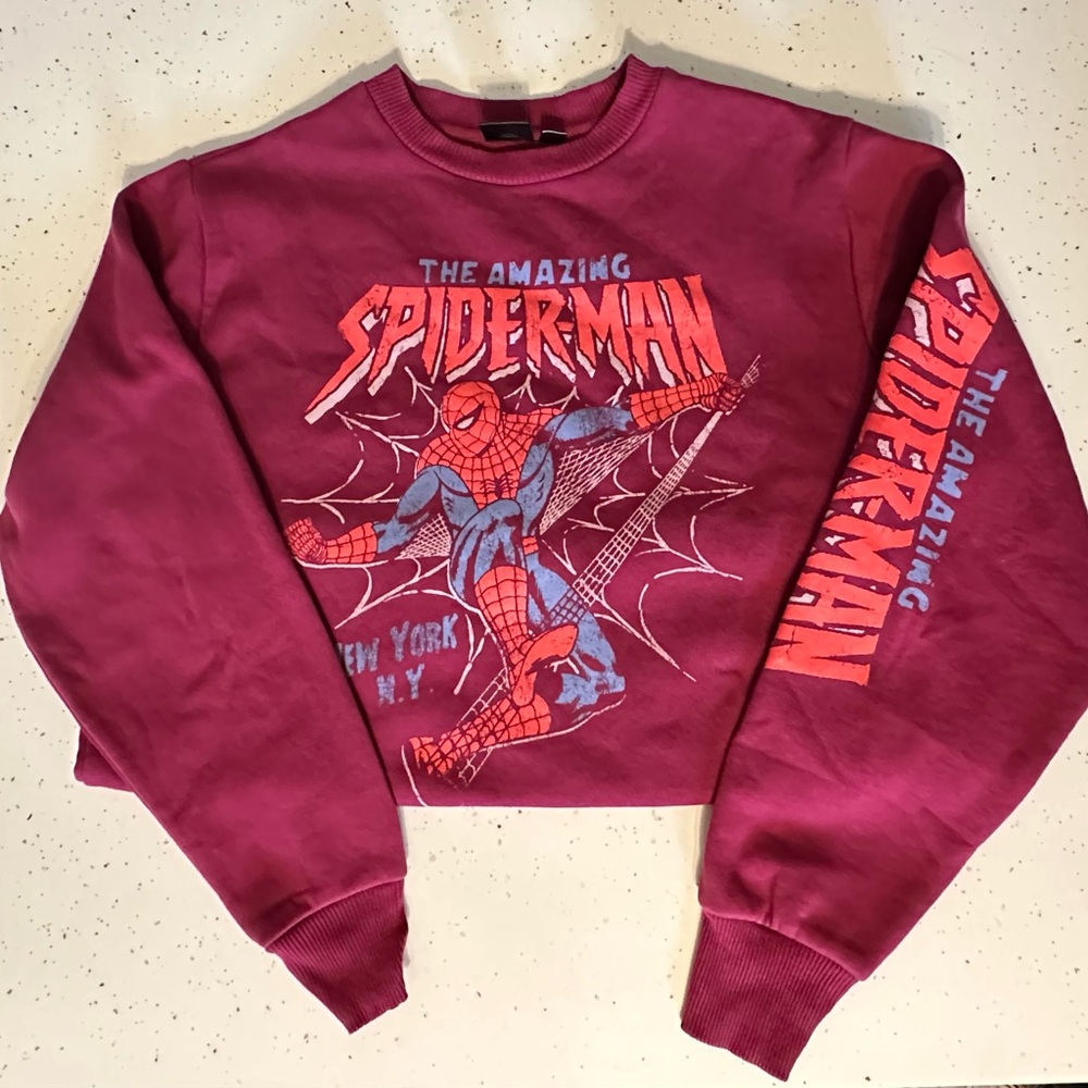 Marvel Red Crewneck Sweater with Spider-Man Graphics